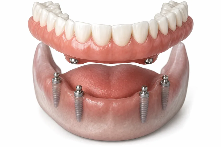 Implant-supported dentures being fitted for a patient at Texas Gentle Dental in Katy TX