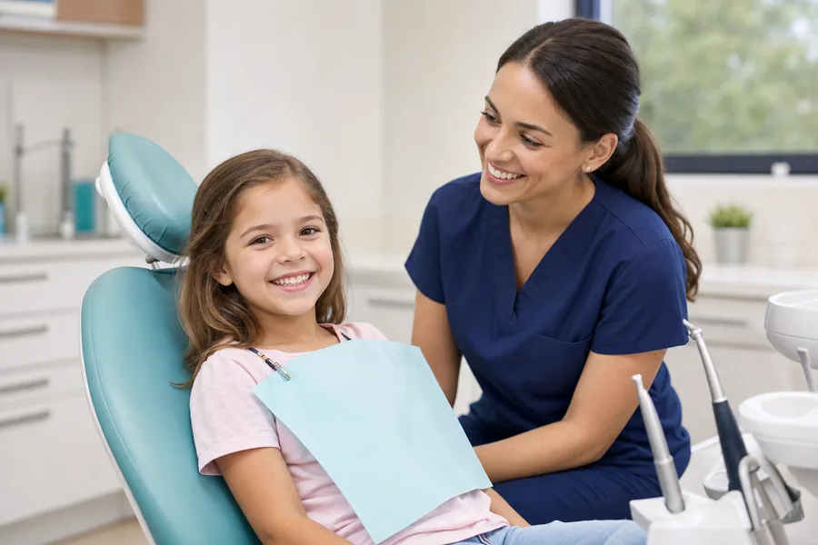 Child receiving gentle pediatric dental care